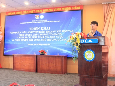 DLA triển khai cho đoàn viên, sinh viên kiểm tra sau khi học tập nghị quyết, chủ trương của Đảng, chính sách, pháp luật của Nhà nước và nghị quyết, kết luận, chủ trương của Đoàn